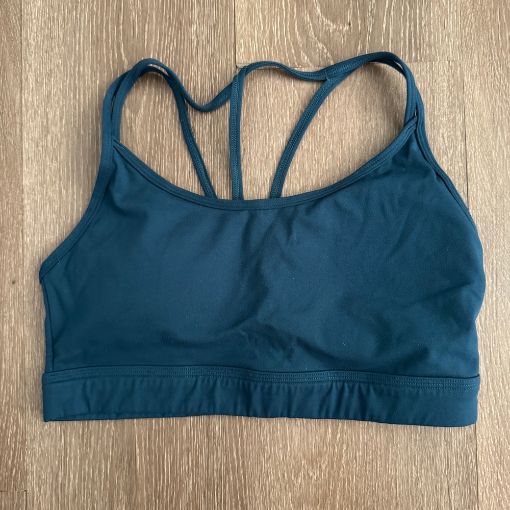 Alphalete Alphalux Tri Sports Bra Trident Multi Strap Back Womens Large Gym Yoga
